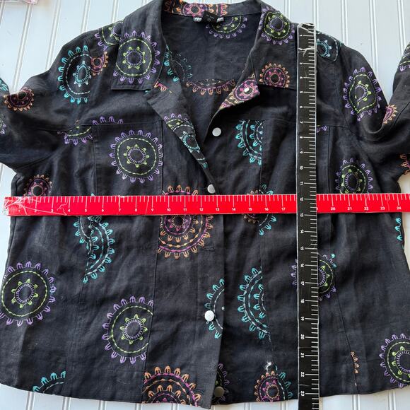 Alexandra Bartlett LINEN Black Embroidered Jacket size 2X - Picture 10 of 12